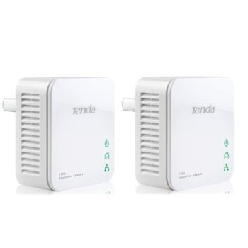 ADATTATORE POWERLINE TENDA P200 Kit MINI - STARTER KIT CONF.2PZ X LAN 200M - PULS.SYNCH PER MESSA IN SIC.RETE